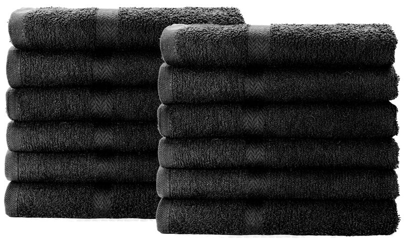 SIMPLI-MAGIC 79178 Cotton Hand Towels, 16"x27", Black, Not Bleach Proof, 12 Count - Image 3